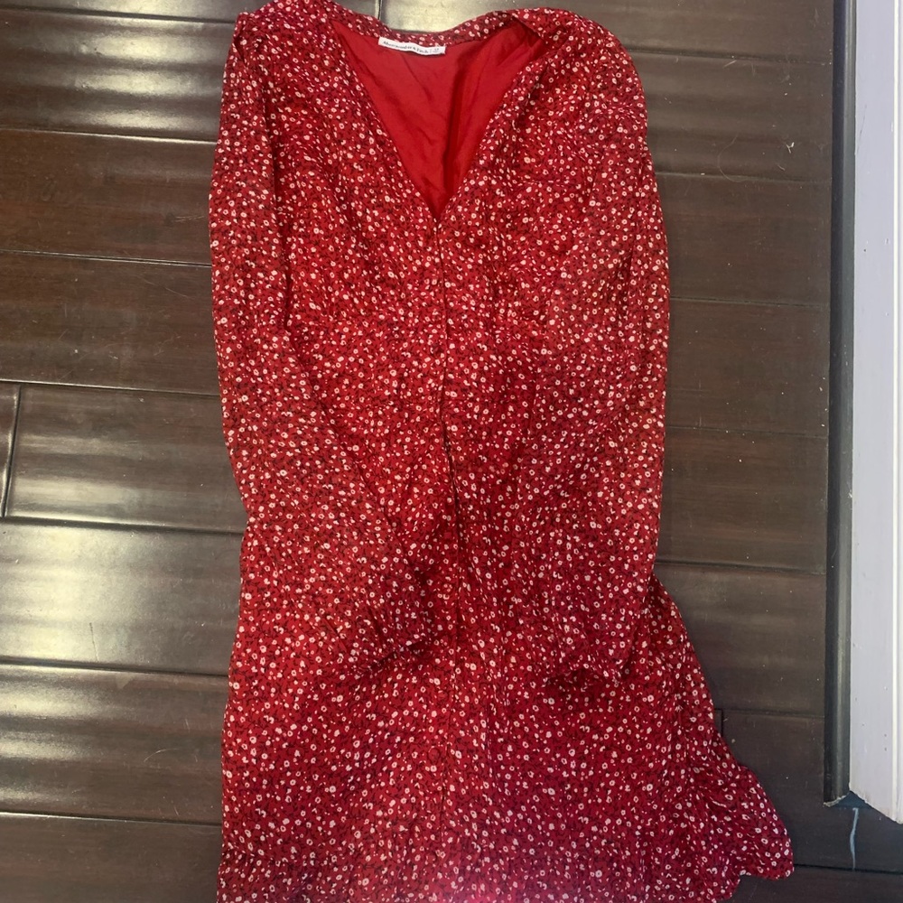 Red floral mini dress